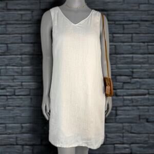 Linen Sleeveless Shift Dress Minimalist Capsule Wardrobe Cynthia Rowley Size 14